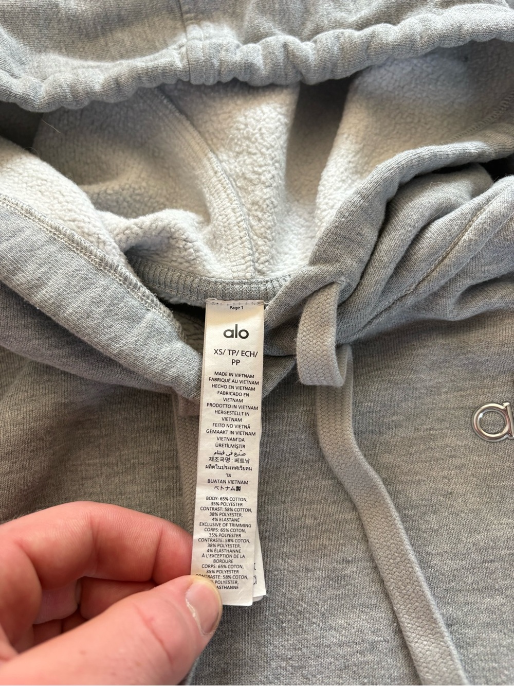 ALO Yoga Men’s Light Heather Gray Hoodie Sweatshirt - Picture 3 of 5